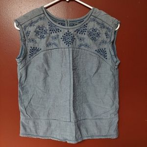 Abercrombie & Fitch Blue Sleevesless Embroidered Top - Size XS
